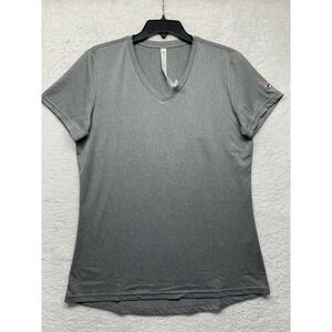 Fila Womens Size L Gray Short Sleeve V Neck T Shirt Top